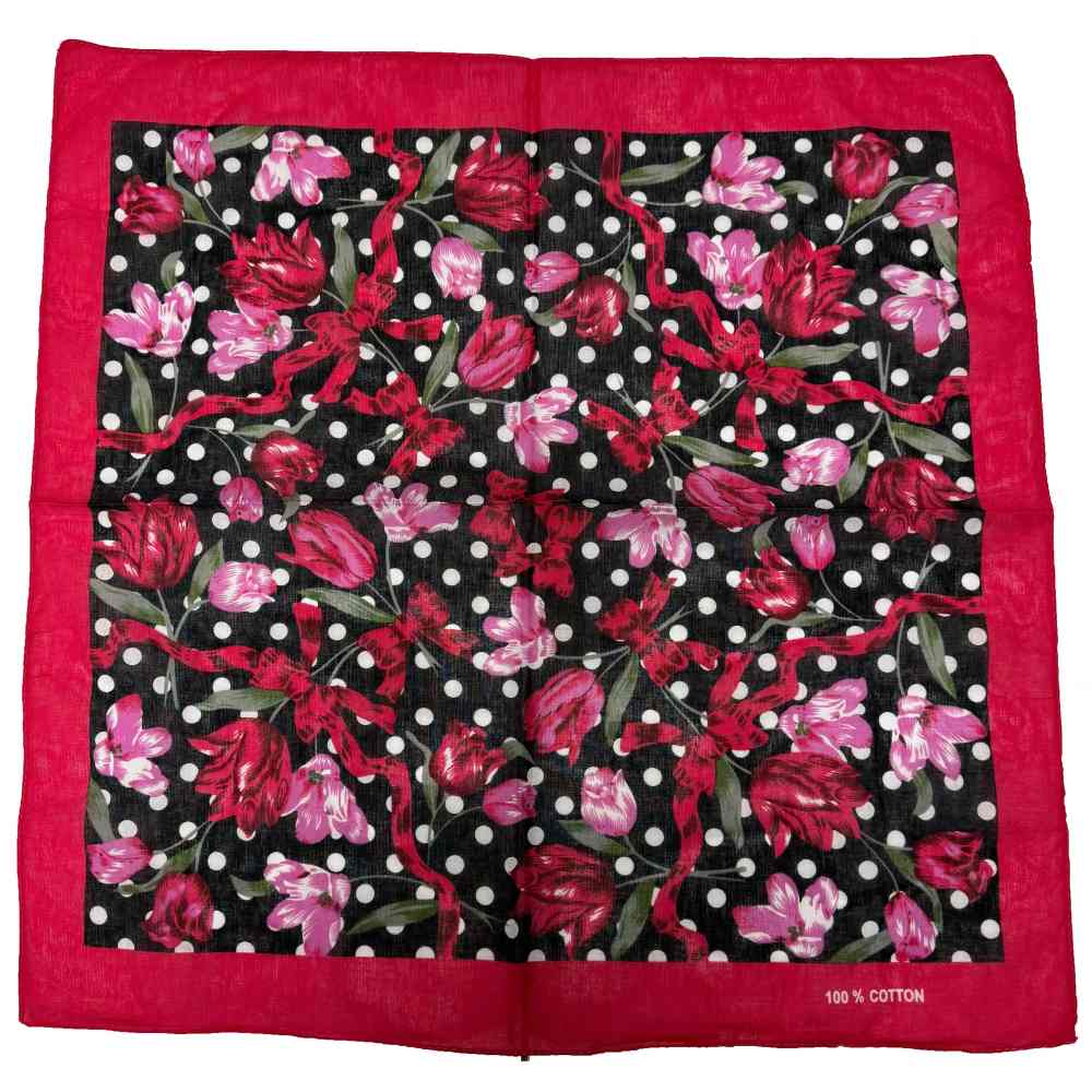 Zac's Alter Ego - Red & Pink Floral Print Polka Dot Bandana - Red/Pink